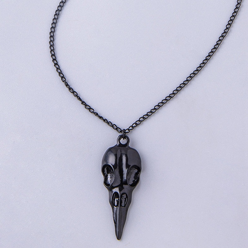 Hot Selling Mode Novelty Stereo Crow Head Skull Pendant Kalung Rantai Hadiah Natal