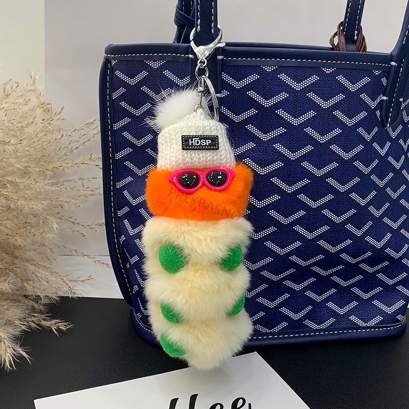 Plush Keychain Untuk Kunci Mobil Wanita Kartun Lucu Kelinci Asli Bulu Liontin Mewah Woman Phone Keychains Keyring Backpack