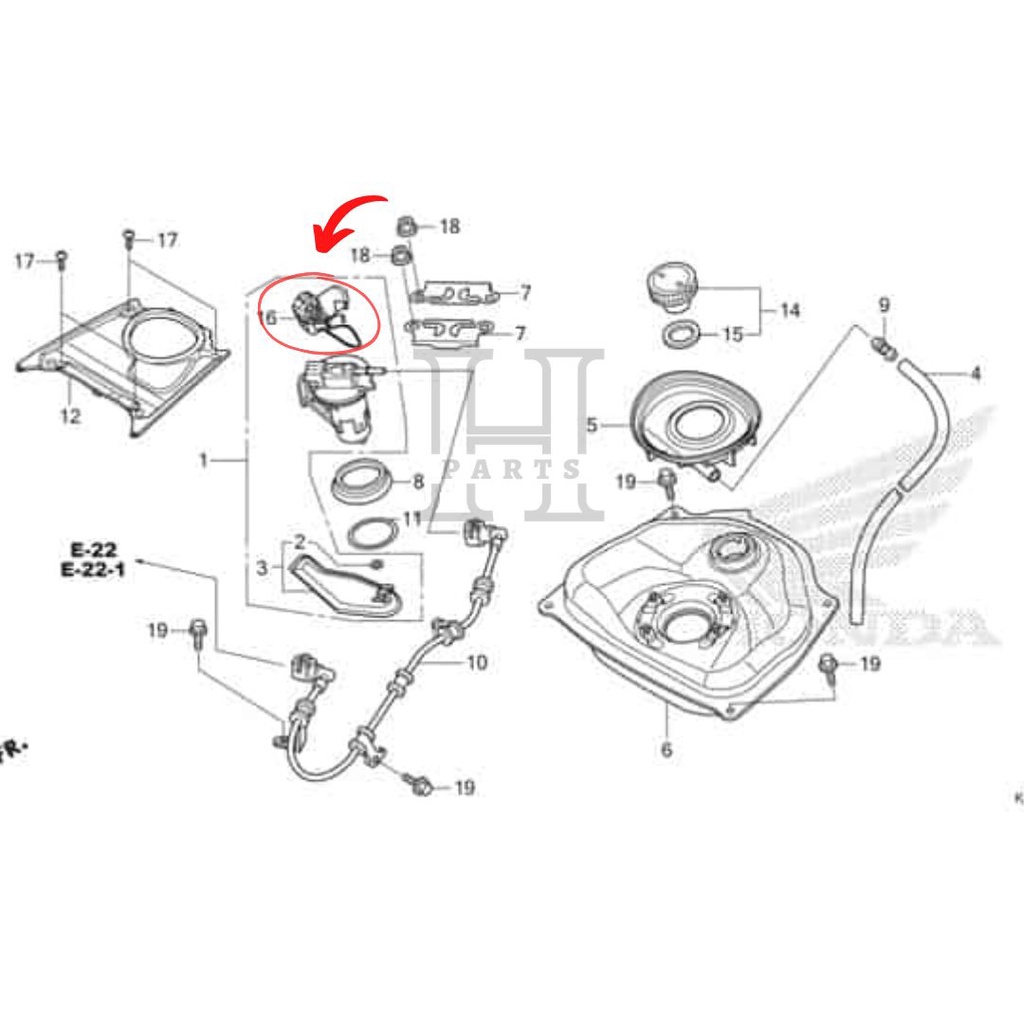 PELAMPUNG TANGKI BENSIN FUEL UNIT BEAT POP SCOOPY VARIO 110 ESP I 37800-K46-N01 ASLI ORIGINAL AHM HGP HONDA