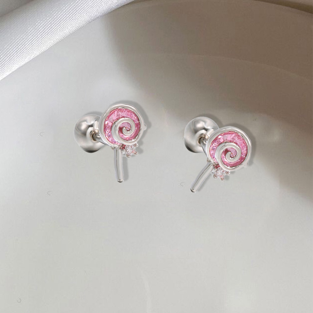 1pc Anting Tembaga Beruang Lucu Perhiasan Gaya Merah Muda Jantung Ear Stud Anting Sayap Manis Untuk Wanita Dan Anak Perempuan