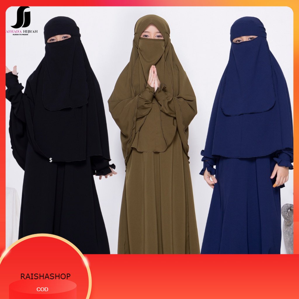 Gamis anak perempuan set cadar BASIC terbaru baju dan hijab instan syari free niqab
