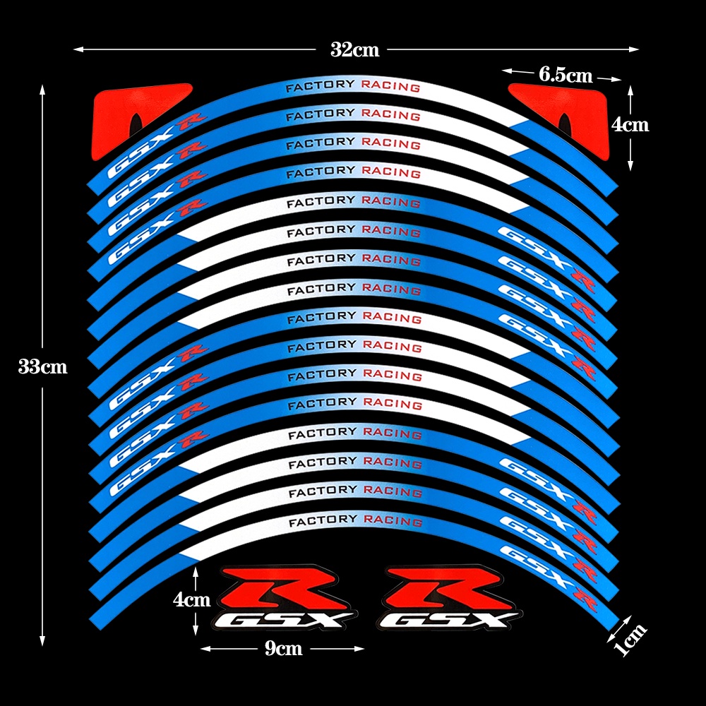 Velg Dop Decal Sepeda Motor SUZUKI GSXR 18inch Dekorasi Set Velg Pabrik Racing Reflektif Sticker