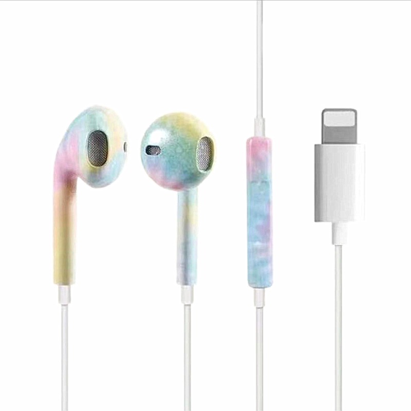 Earphone Kabel Bluetooth Pop-up Stereo Earbud Olahraga Musik Lukis Headphone 8pin Dengan Mikrofon Untuk iPhone