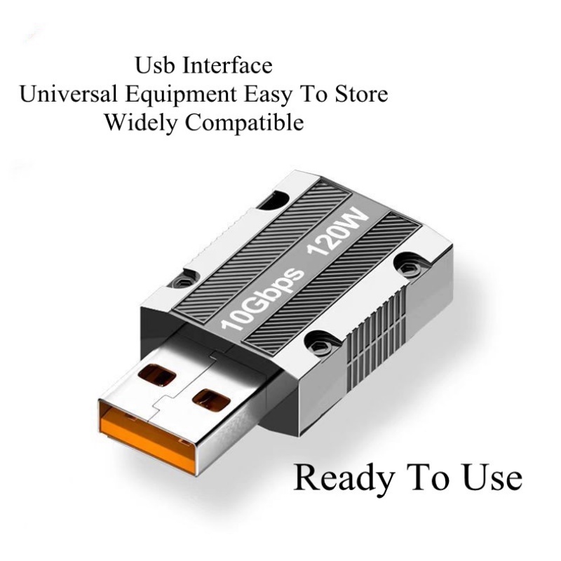 Konverter Antarmuka USB Paduan Seng Mini Portabel Tahan Aus Tahan Lama Halus Adaptor Pengisian Cepat 120W Untuk Perangkat Terbanyak