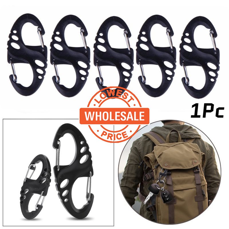 [Harga Grosir] Bentuk S Snap Klip Gear Gesper Outdoor Camping Springs Ransel Gesper Mini Gantungan Kunci Kait Ransel Sambung Cincin Menyesuaikan Gesper Carabiner Plastik