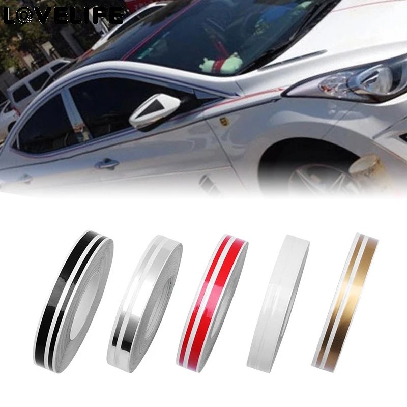 9.8 M Mobil Body Dekoratif Decal Mobil Self-Adhesive Vinyl Stiker Garis Ganda Timbul Tape Motor Decal Styling Tools Pin Stripe Tape Stiker Garis Pinggang Mobil Stiker