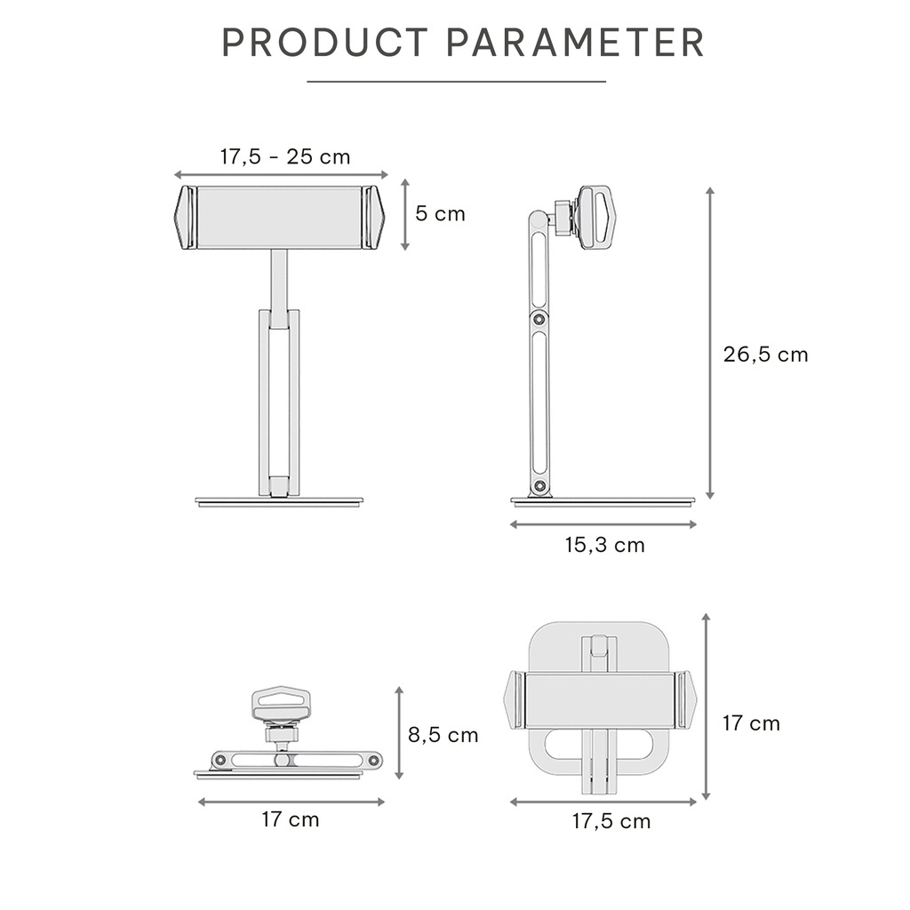 Colta T5 Oblique Phone/Tablet Clip Stand Holder Bracket Aluminium Tab Dudukan