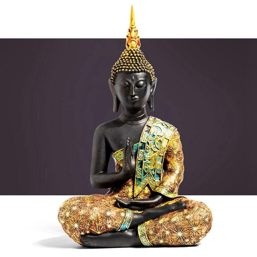 Lanfy Patung Buddha Kreatif Vintage Hadiah Meditasi Dekorasi Rumah Hand Made Resin Kerajinan