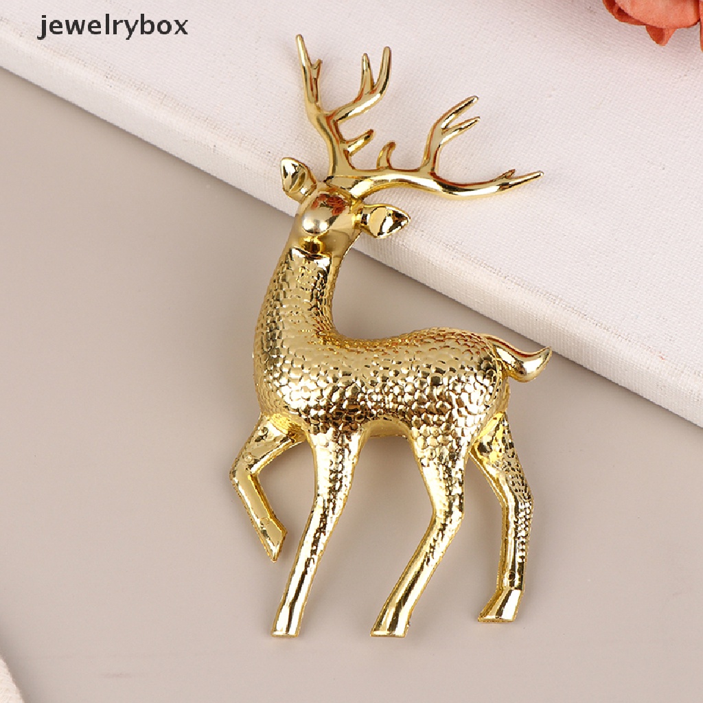 [jewelrybox] 1pc Natal Elk Plastik Golden Cake Topper Dessert Dekorasi Anak Hadiah Butik