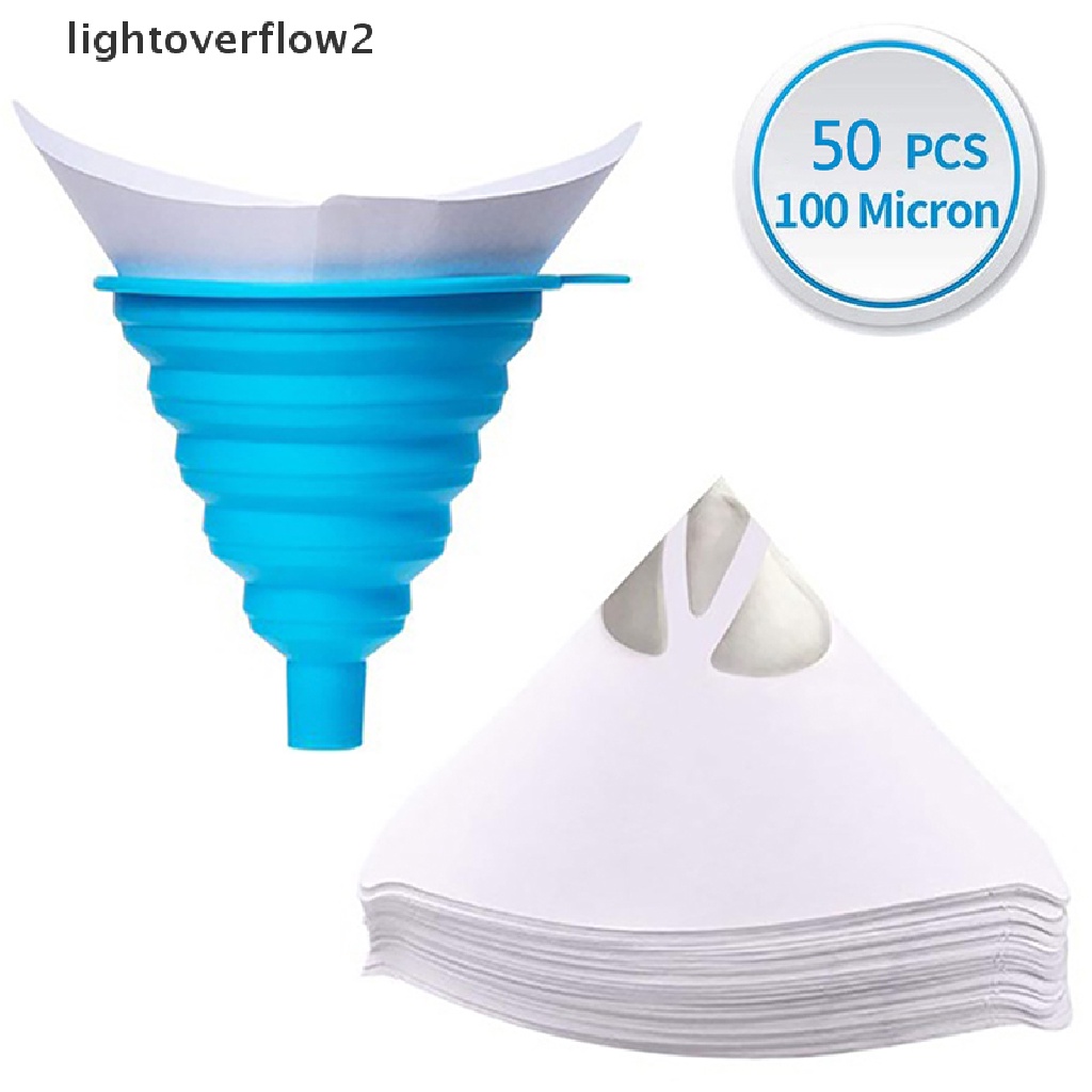 [lightoverflow2] 50Pc Paint Filter Paper Purifying Straining Cup Funnel Disposable Paper 100 Mesh [ID]