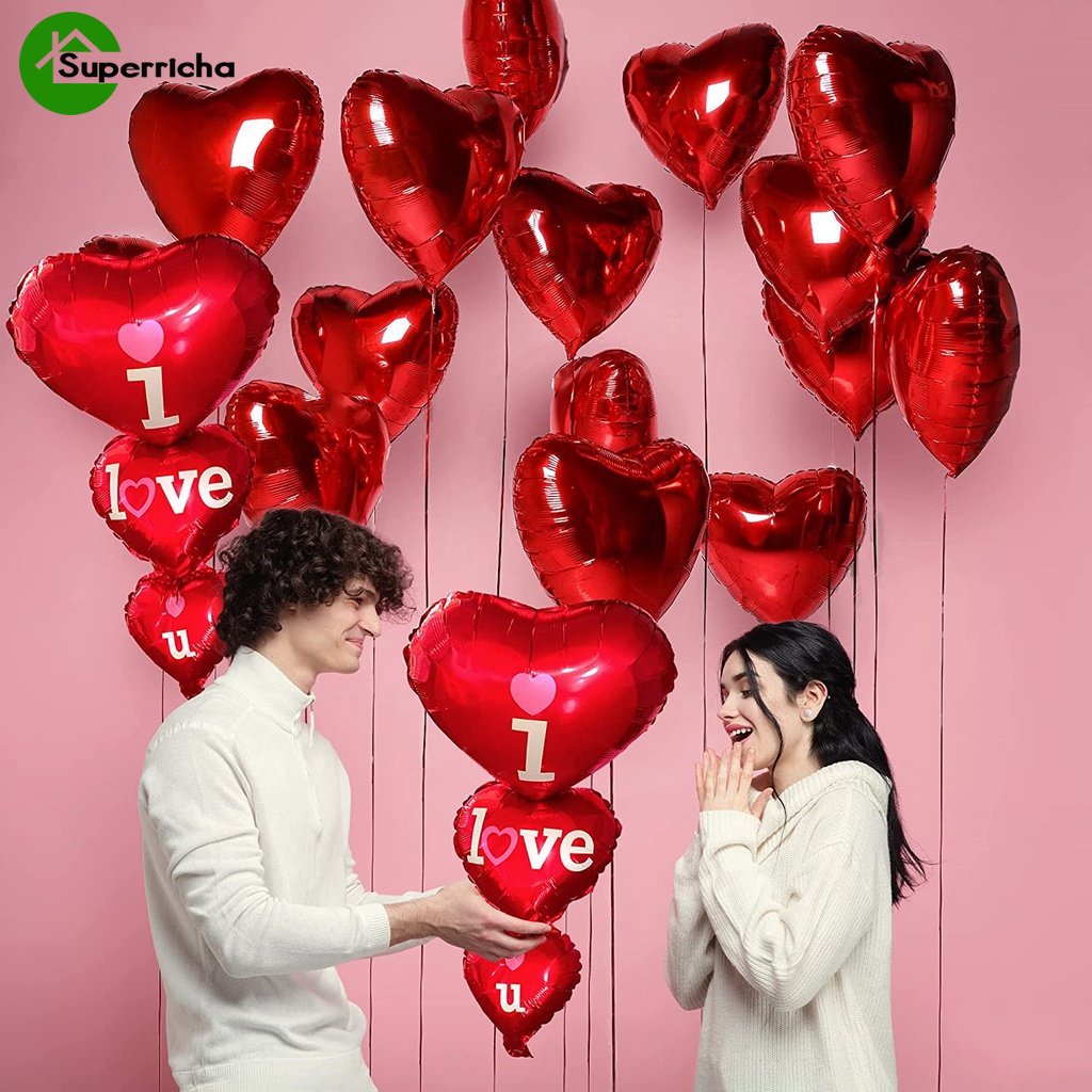 Hot Sale/1Set Red Love Letter Foil Balloon Pernikahan Romantis Valentine Day Heart Balloon Valentines Day Heart Balloons Dekorasi Kamar Balon Aksesoris