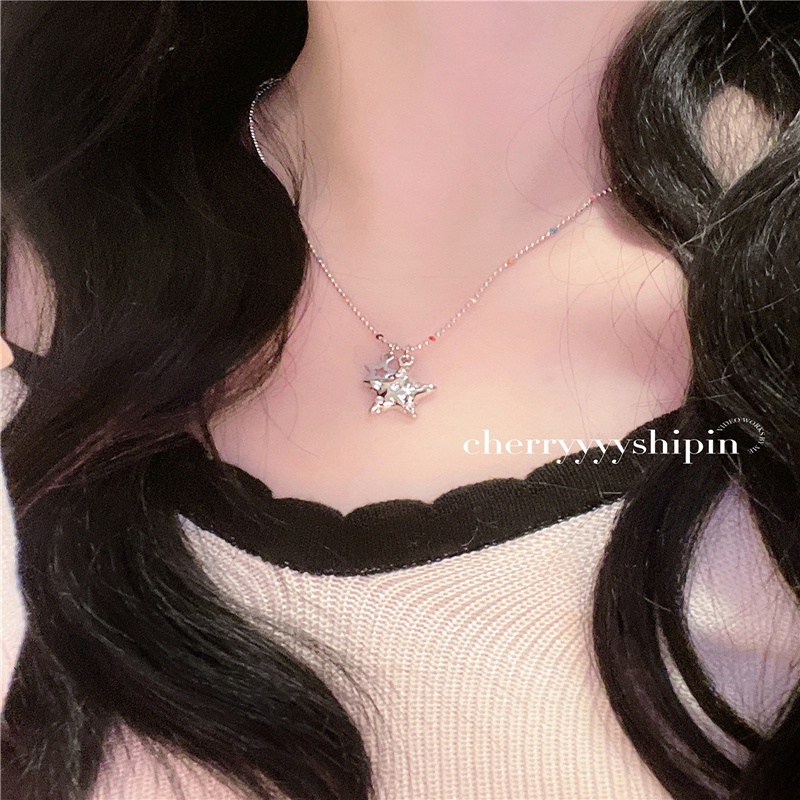 Gadis Fashion Smile Kalung Berlian Imitasi Bintang Kalung