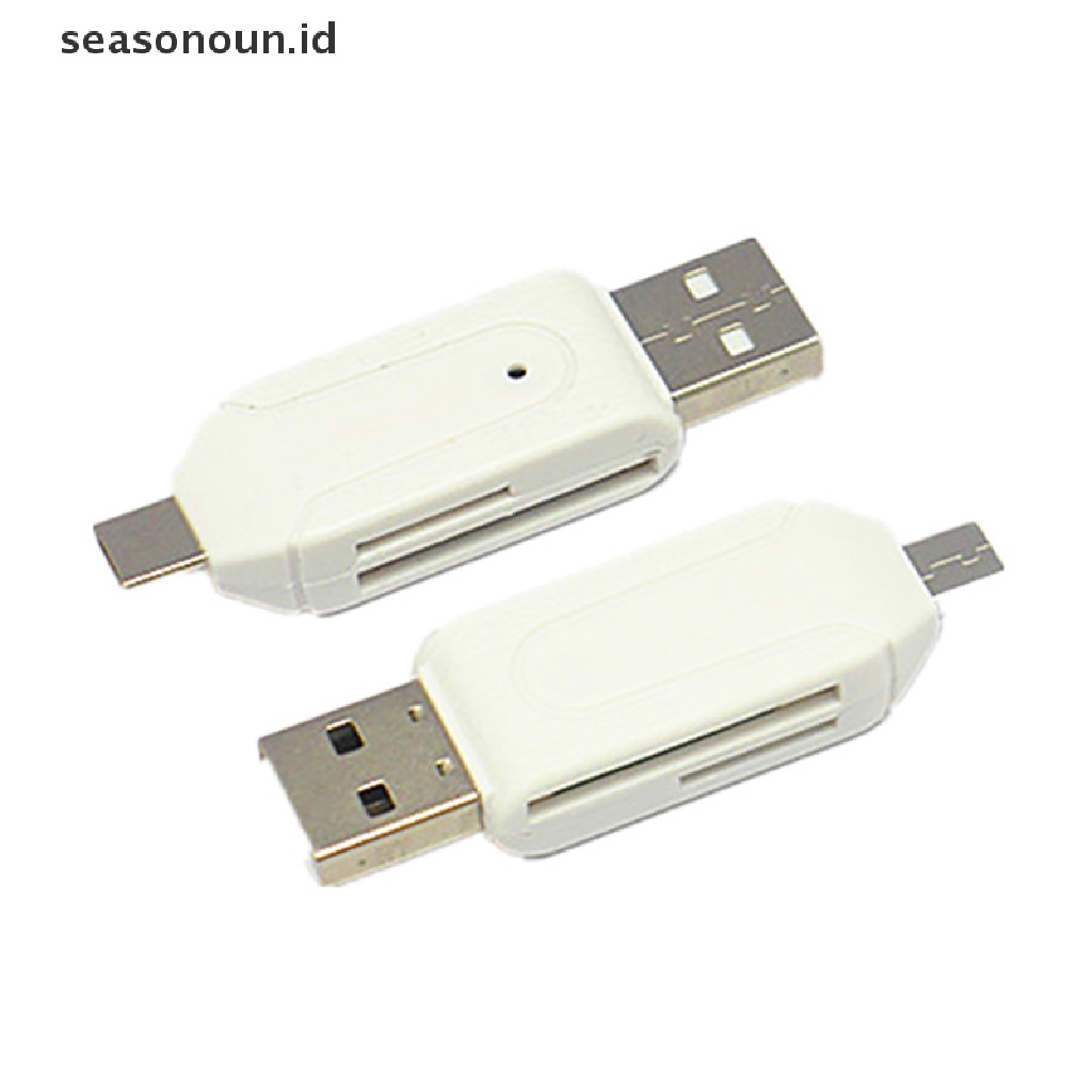 Seasonoun 2-in-1 Card Reader USB Memory Card Reader Micro USB OTG Ke USB Adapter OTG SD Card Reader Handphone/Komputer Penggunaan Ganda.