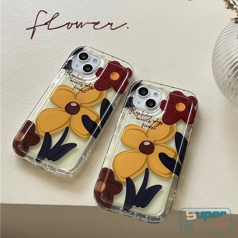 Airbag Cover Untuk VIVO Y36 Y20 Y21 Y16 Y17 Y11 Y22 Y15A V25 E Y35 Y12 Y15 Y12i Y15s Y20i Y33s Y02 S Y30 Y01 Y22s Y12s Y21s Y91 Y91C Y93 Y95 Ins Korea Lukisan Minyak Bunga Soft Case