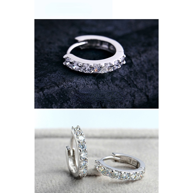 Goldkingdom Aksesoris Perhiasan Fashion Ready Stock Desain Minoritas Perak Disepuh Korea Super Flash Baris Tunggal Anting Berlian Anting Perempuan Tremella Nail