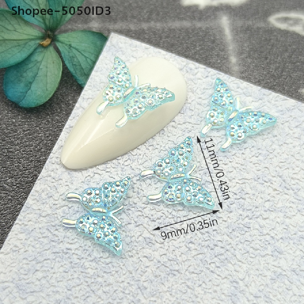 [HOT] 50pcs 3D Resin Kuku Ch Warna Campur Aksesoris Bagian Kuku Kupu-Kupu [ID]