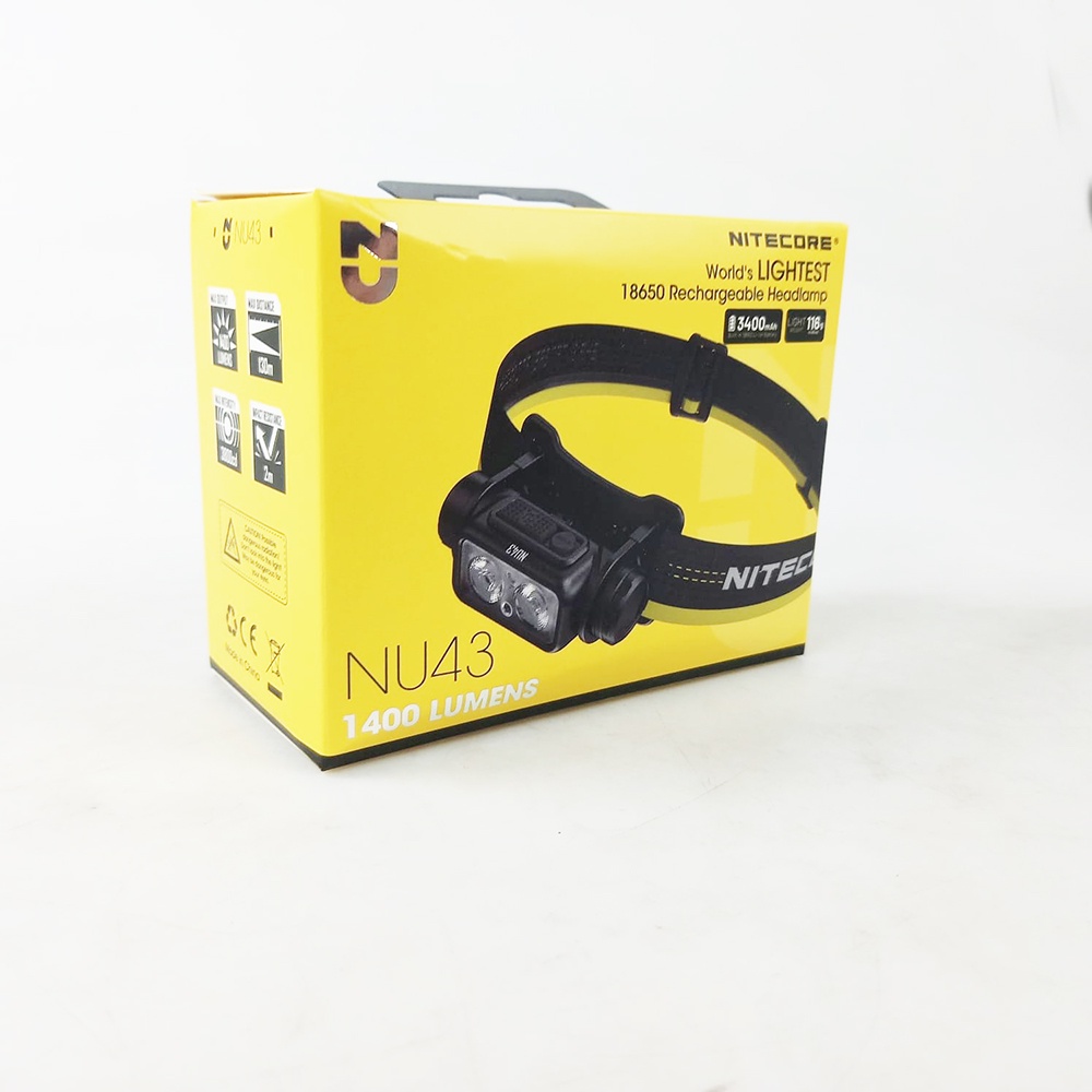 NITECORE Headlamp LED Senter Kepala Lightweight IP68 1400lm 3400mAh - NU43 - Black