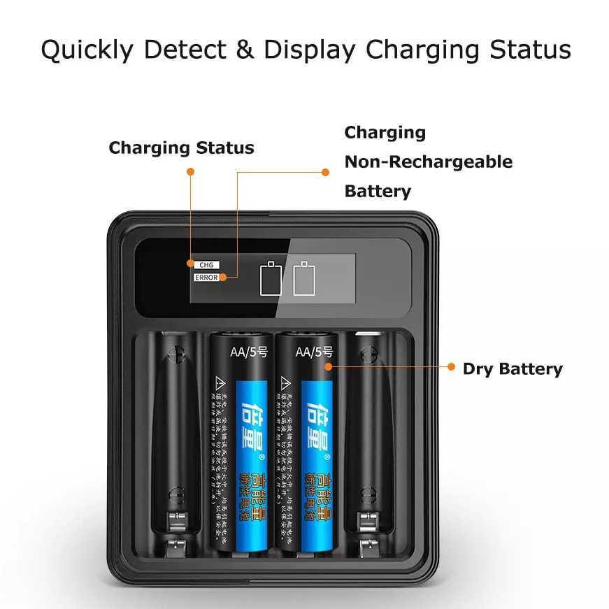 (BISA COD) FTIHSHP Doublepow Charger Baterai 4 slot AA/AAA Ni-MH Battery 1.2V - UK-L575