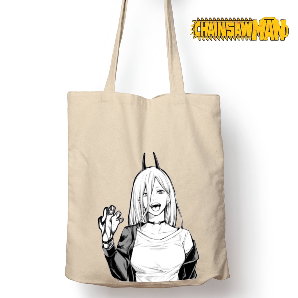 Totebag Anime Chainsaw man Power Tote bag premium Totebag zipper totebag velcro Termurah tote bag resleting