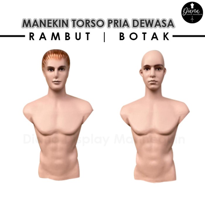 Terlaris Manekin Patung Manekin Torso Pria Dewasa Setengah Badan Dengan Kepala
