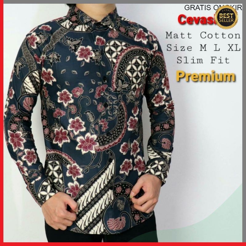 HEM KEMEJA BATIK PRIA SLIM FIT LENGAN PANJANG KATUN HALUS CBL850 BAJU MODERN MEWAH SLIMFIT SLIM FIT BY JAKARTA