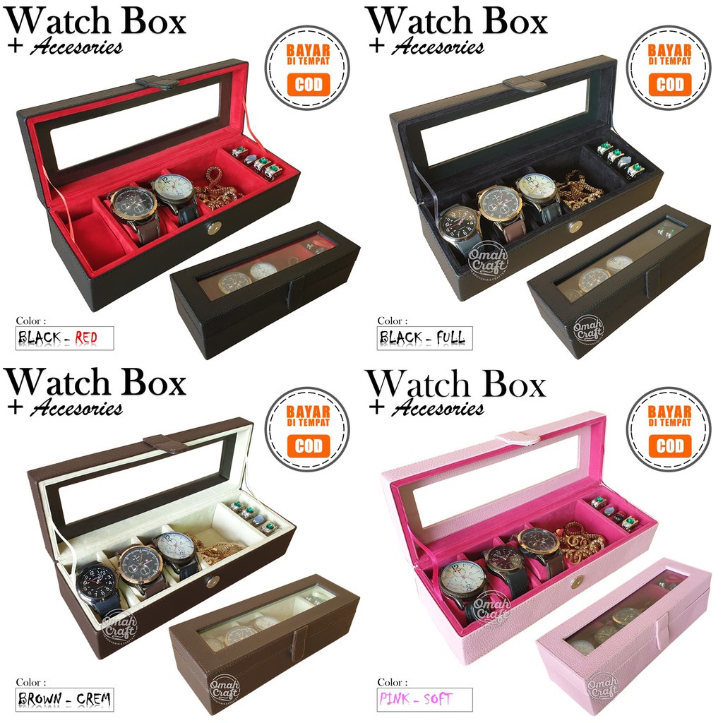 Diskon 50% Tempat Jam Tangan isi 3 Mix Perhiasan Kotak Cincin Kalung Emas