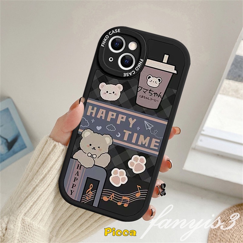 2023kalender Pasangan Case Infinix Smart6 5 Infinix Hot10 9 11 Play Hot 10s 10T 11s Hot 10 Lite Note8 Fashion Diamond Lattice Happy Bear Milk Tea Lembut Penutup Silikon