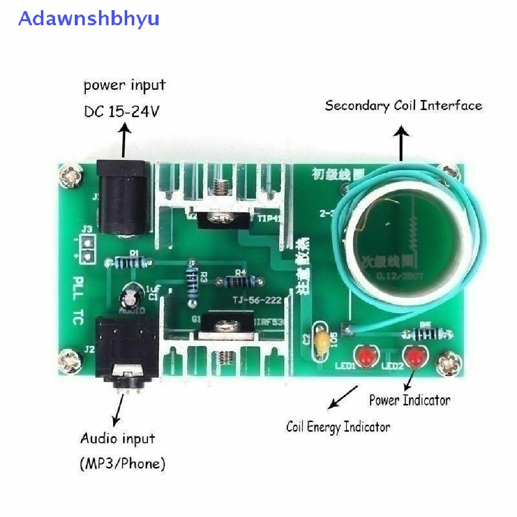 Adhyu DIY Kit Mini Tesla Coil Plasma Speaker Set Proyek Musik Lapangan Elektronik Part ID