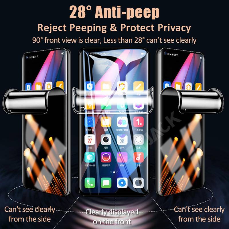 Film Hydrogel Anti Spy Full Lengkung Untuk Oppo A1 Pro A17 A1K A31 A5 A9 A53 A54 A57 A73 A74 A76 A77s A91 A92 A93 A95 A96 Pelindung Layar Privasi Untuk Oppo F11 Find X3 X5 K10 Pro