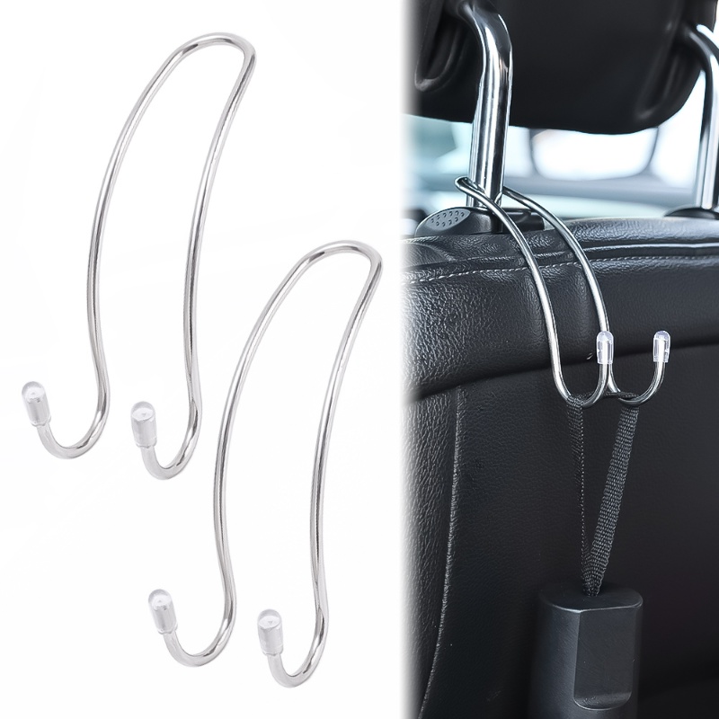 Otomotif Interior Organizers Car Vehicle Back Seat Holder Organizer Universal Untuk Handbag Pakaian Jas Pengait Belanjaan Kursi Mobil Headrest Storage Double Hooks