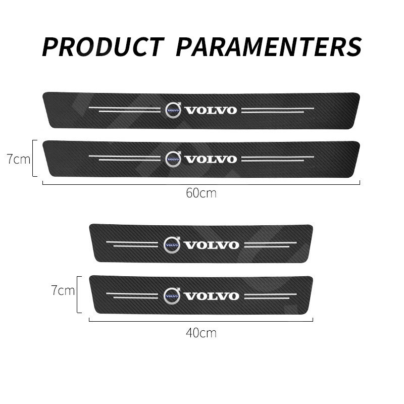 Volvo 4/8Pcs Stiker Pintu Mobil Serat Karbon Kusen Perlindungan Auto Tahan Gores Anti Slip Untuk S80 XC90 V60 XC40 XC60 S60 C40