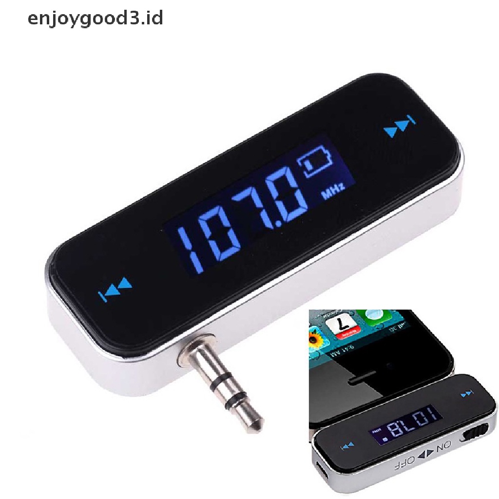 【Rready Stock】 LCD 3.5mm Music Audio FM Transmitter Mini Wireless In-car Transmitter car mp3 Transmitter For iPhone for Samsung iPad （ID）