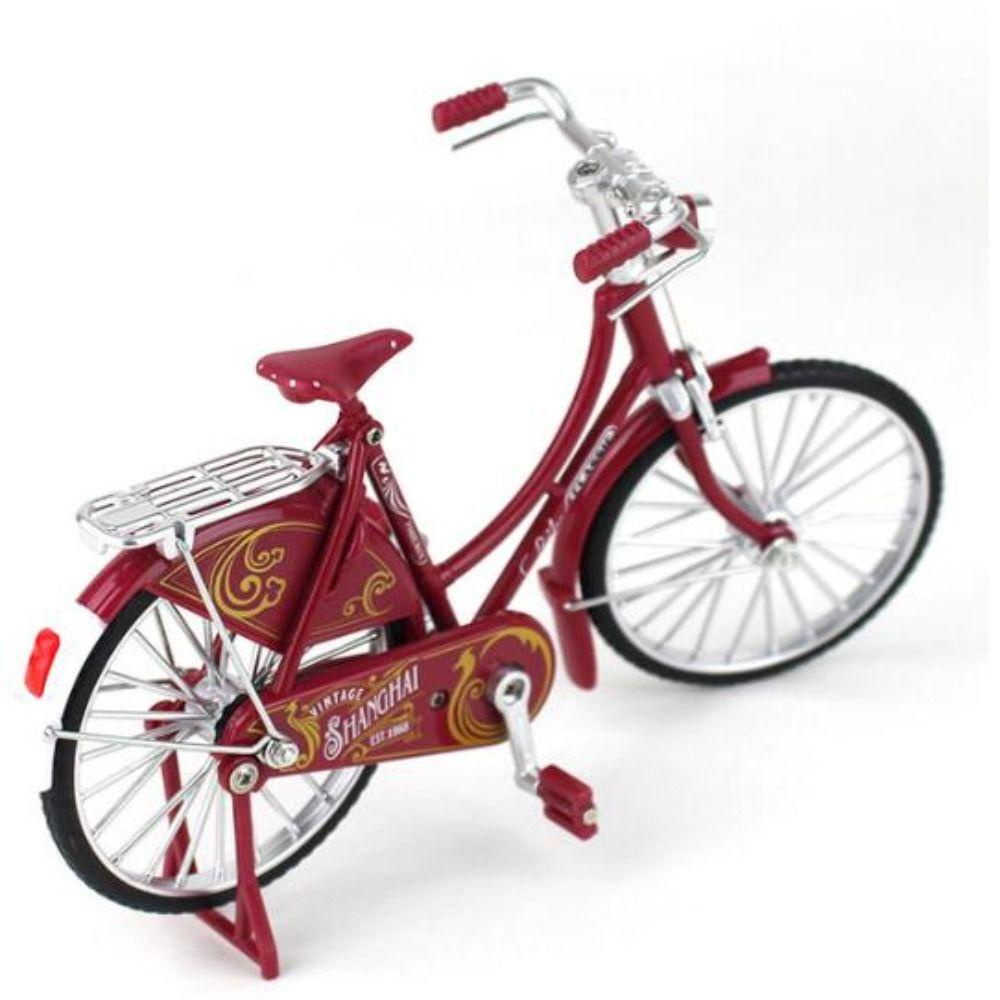 QUINTON Retro Model Sepeda Anak Hadiah Dekorasi Rumah Vintage Model Sepeda Simulasi Sepeda Simulasi Koleksi Mainan Miniatur Model Diecast Alloy Mini Alloy Bicycle