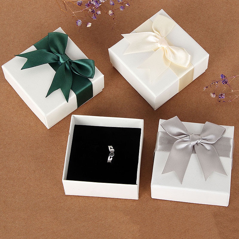 Ring Box Tempat Cincin Sepasang Cute Bow Packing Box Tempat Gelang Anting Jewlery Paket Box