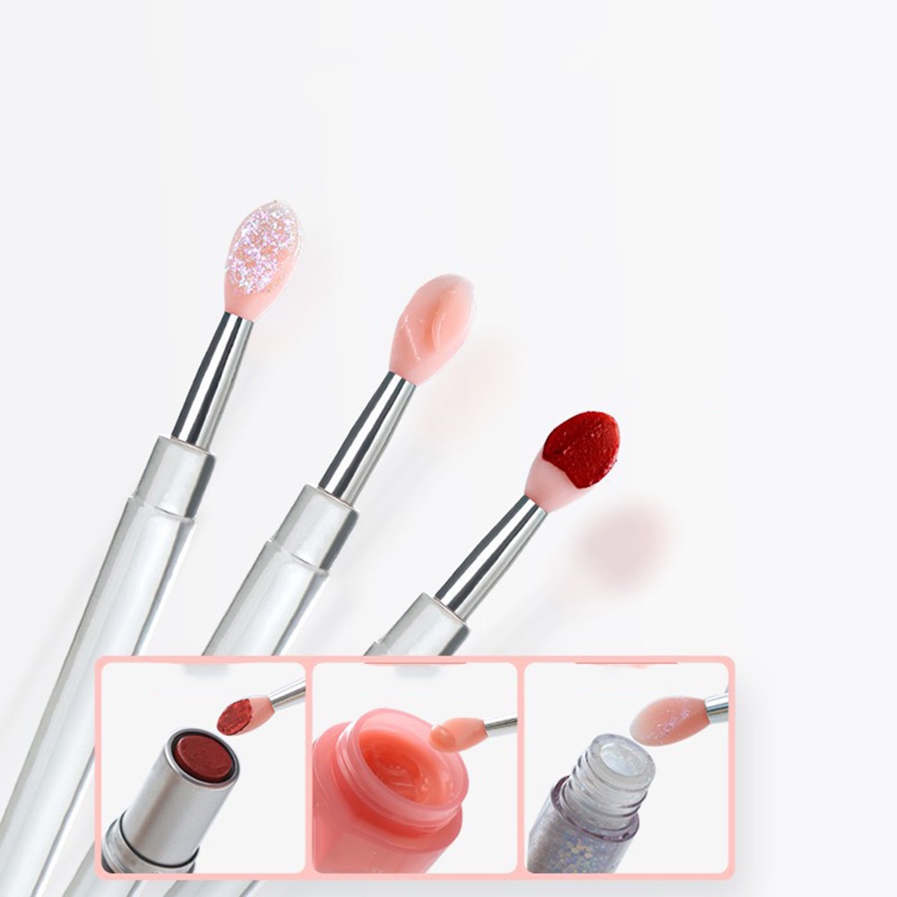 Kuas Bibir Silicon Soft Extension Brush Lipstik Wands Aplikator Makeup Cleaner Alat Dengan Penutup Alat Make Up Kosmetik