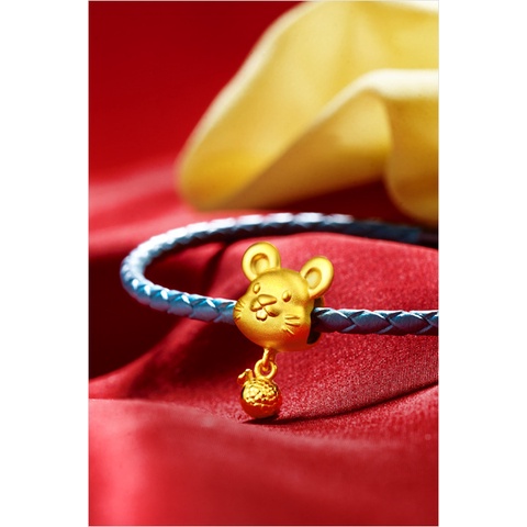 Goldkingdom Fashion Perhiasan Aksesoris Ready Stock Honmei Tahun Zodiak Tikus Liontin 3D Berlapis Emas Asli Kadar 375 Kalung Tikus Lao Abrasive Gold Transport Beads Jewelry Grosir