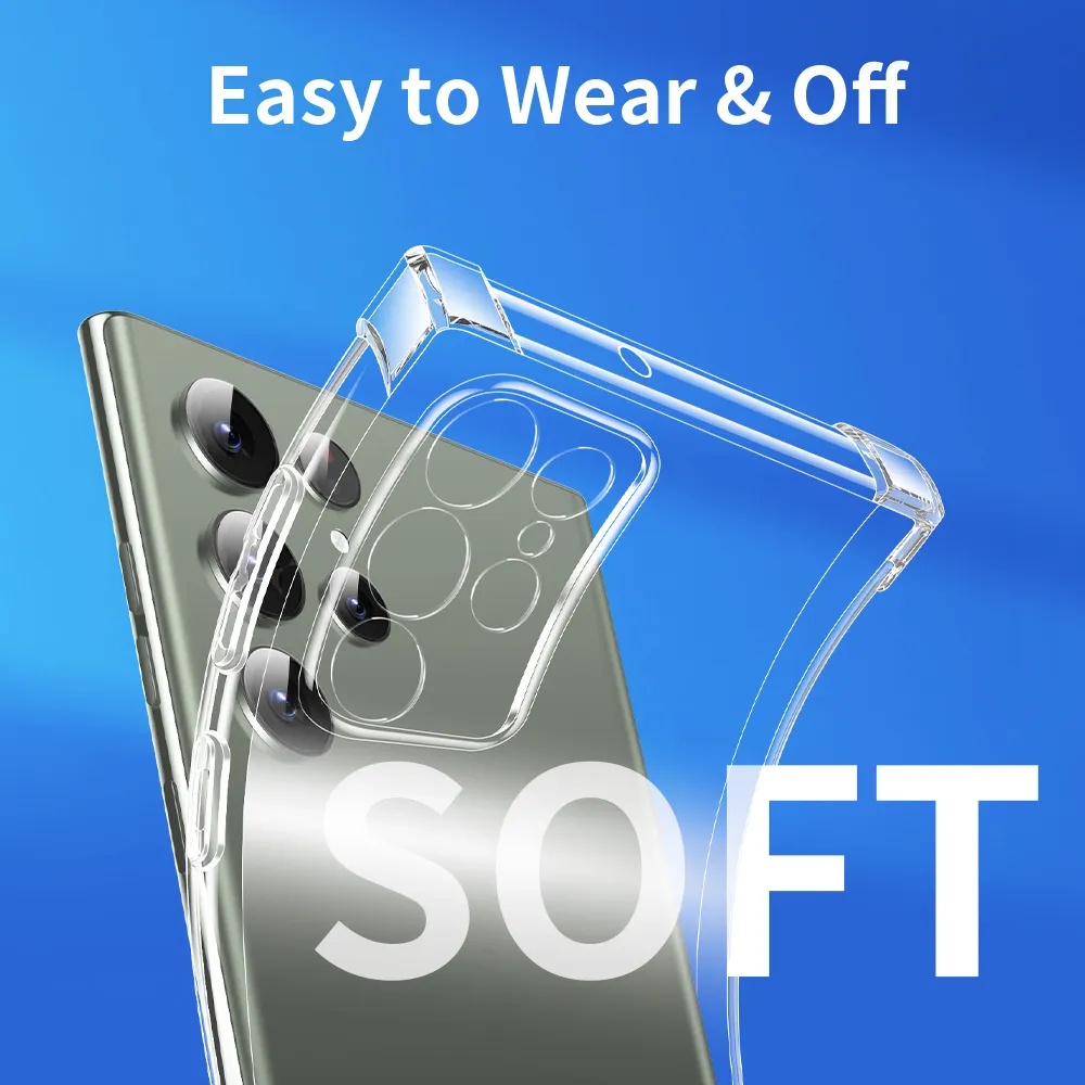 Kualitas Tinggi Ponsel Kembali Case Transparan Anti Gores Soft Case TPU Cakupan Penuh Ponsel Perlindungan Aksesoris Empat Sudut Drop-proof Phone Case Untuk Samsung S23 Series