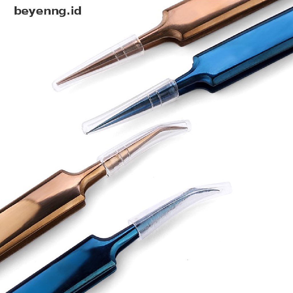 Beyen Pinset Stainless Steel Gold Blue Untuk eyelash extension high-precision eyelash ID