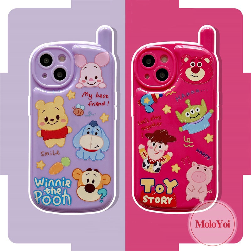 IPHONE Casing Case Winne The Pooh Kreatif Toy Story Kompatibel Untuk Iphone11 14 13 12 Pro Max7 8 Plus XR X XS MAX Kepribadian Retro Bentuk Ponsel Seluler Soft Cover