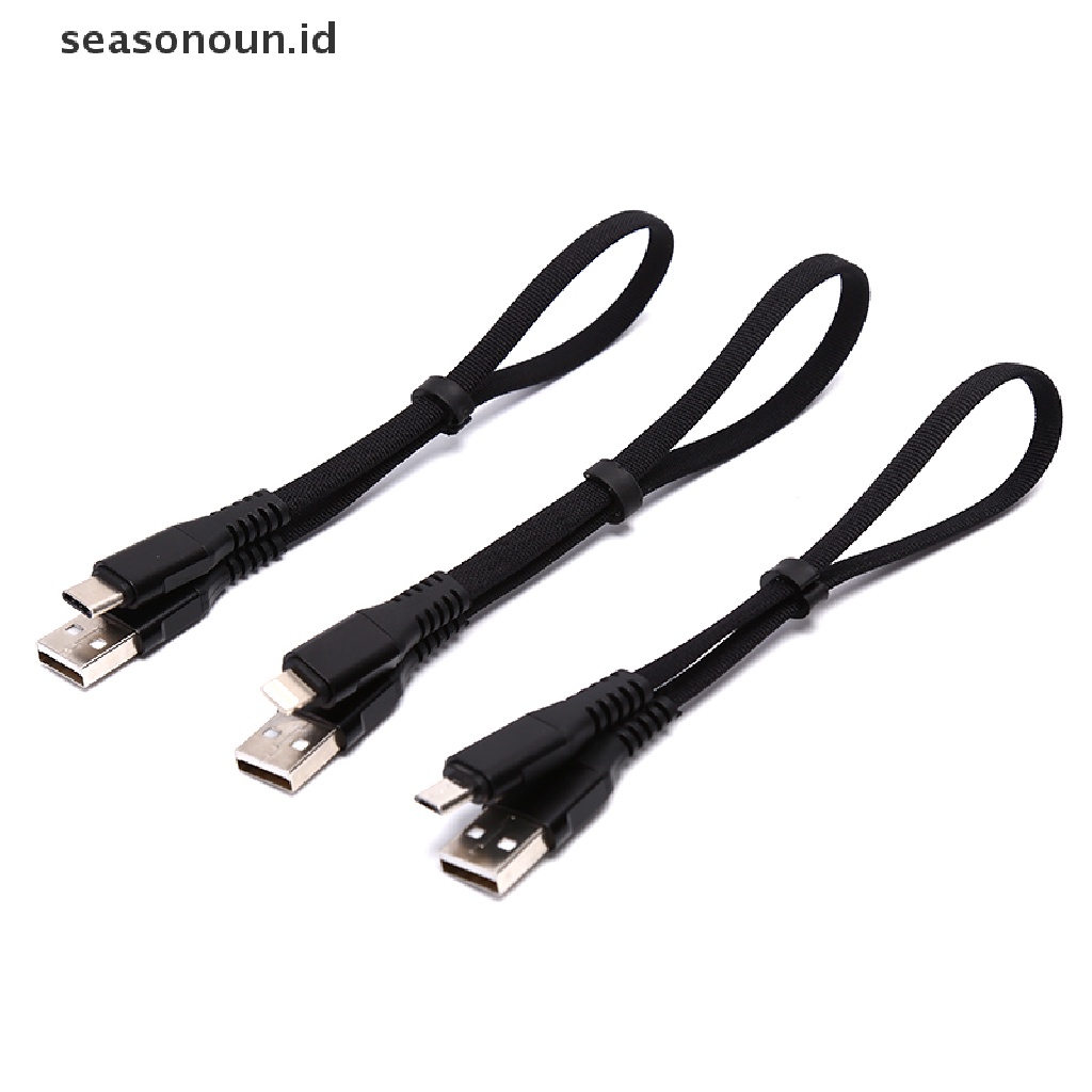 Seasonoun 30CM Mini Short 2.4A Quick Charging Micro USB Type-C Kabel Charger Data Sync.