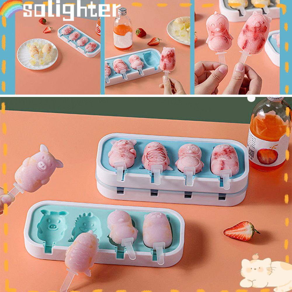 Solighter Cetakan Es Krim Kartun DIY Popsicle Tools Ice Makers