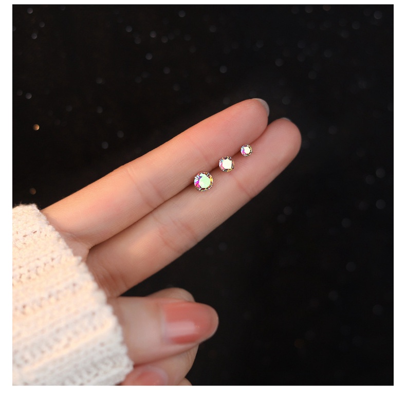 Anting Tusuk Bahan Zircon Warna Sterling Silver S999 Untuk Wanita