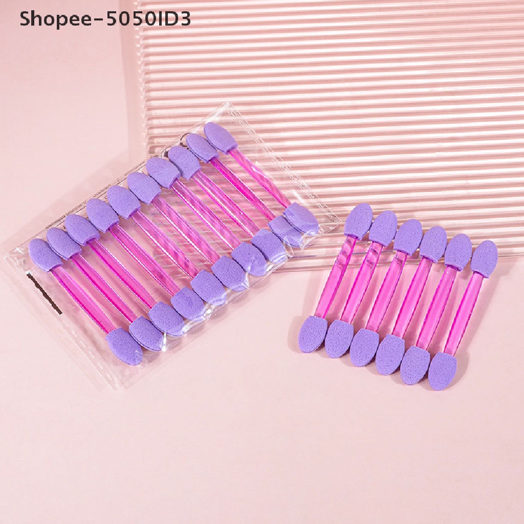 [HOT] 10pcs Kuku Glitter Bubuk Brush Double Headed Eyeshadow Aplikator Alat Makeup [ID]