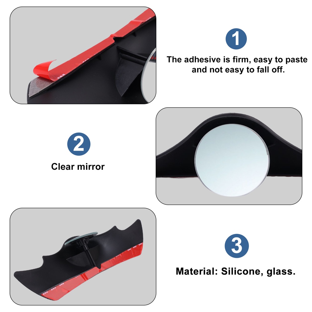 1pasang Rain Brow Blind Spot Mirror Perekat Dua-Dalam-Satu Kaca Spion Mobil 360derajat Rain-proof Cermin Bantu Aksesoris Keselamatan Mobil