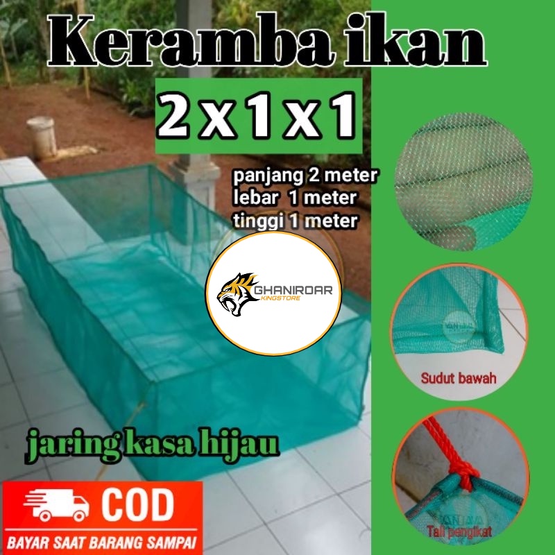 Jaring kerambah ikan nila 2x1x1 keramba siap pakai jaring sortir ikan