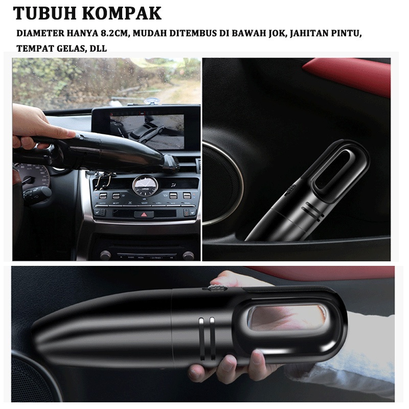 Vakum Cleaner Mobil Alat Penyedot Debu Kasur Vacum Vacuum Vaccum Facum Cleaner Portable Mini Wireless 6000Pa Ampuh Menyerap Debu Bandel