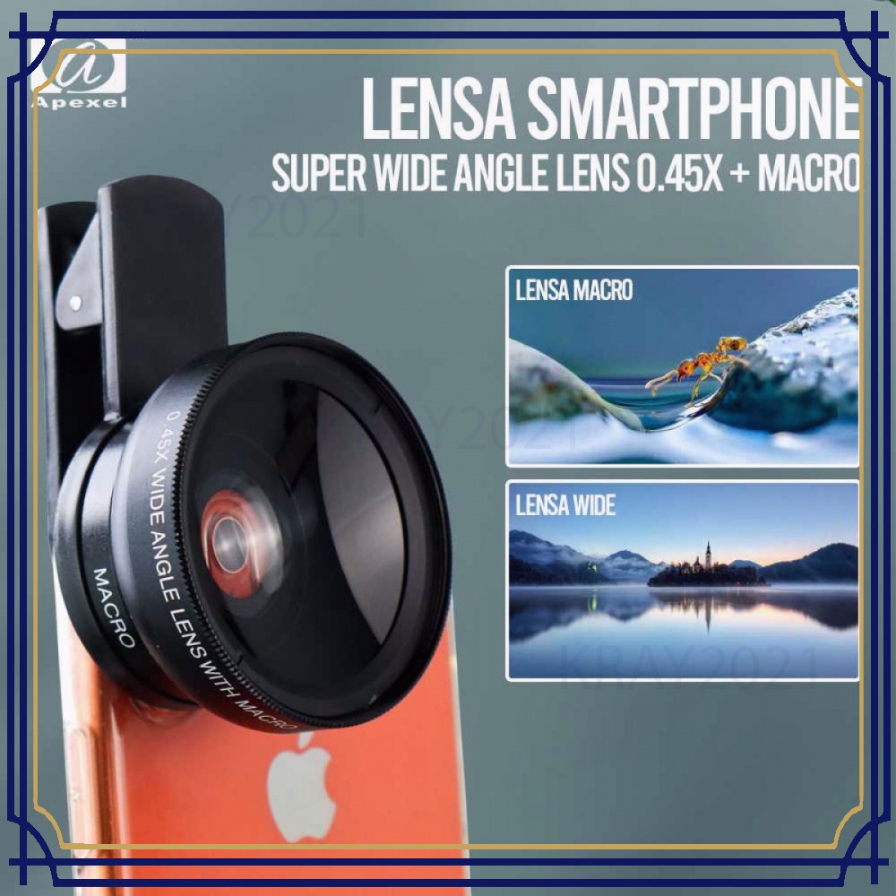 Lensa Super Wide Angle Lens 0.45X + Macro Smartphone -SP847