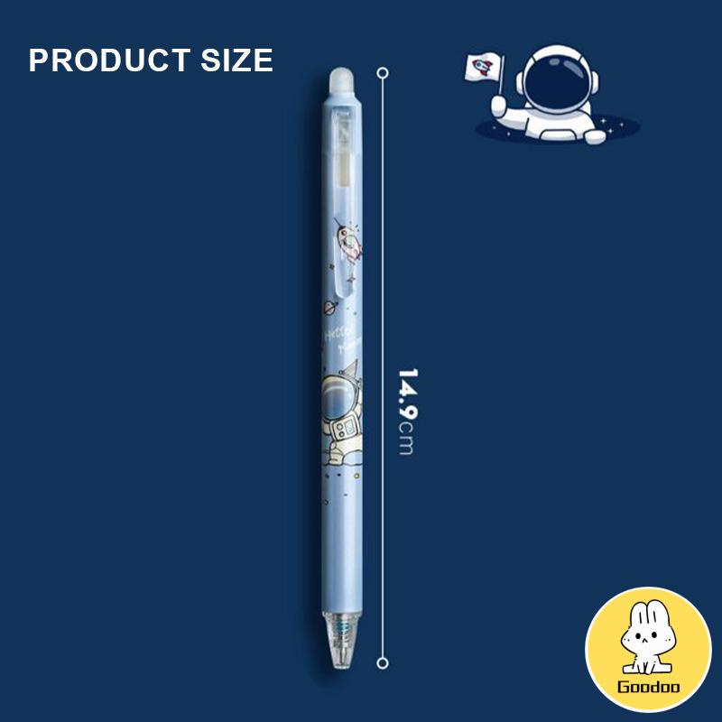 Pulpen Gel Desain Astronot Warna，Biru Hitam Mudah Dihapus，Stationery Accessories -Doo