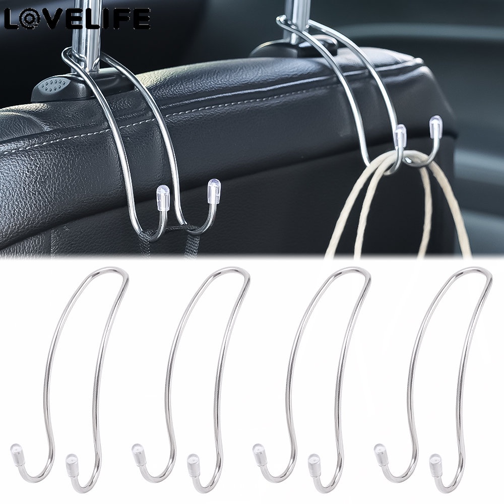 1pc Aksesoris Interior Mobil Multi-Fungsi Car Seat Storage Hook Perak Penyimpanan Mobil Logam Car Seat Hook Stainless Steel Car Hook