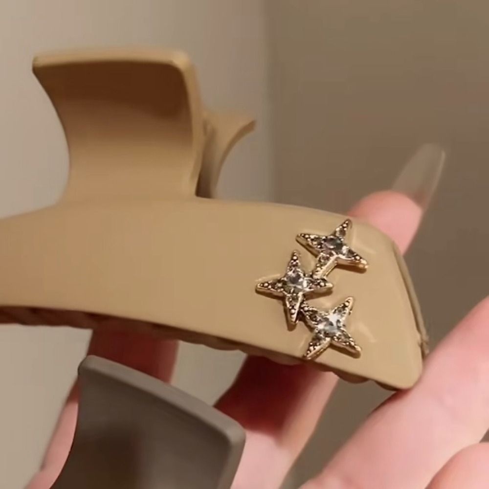 Mxbeauty Wanita Hair Claw Khaki Coffee Acrylic Jepit Rambut Styling Rambut Aksesoris Aksesoris Rambut Bintang Ponytail Holder Gadis Fashion Hiasan Kepala